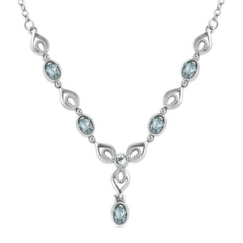 Himmelblaue Topas Halskette, ca. 45 cm Edelstahl ca. 2.81 ct