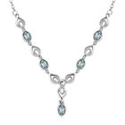 Himmelblaue Topas Halskette, ca. 45 cm Edelstahl ca. 2.81 ct