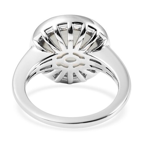 Wei&szlig;e Jade Solit&auml;r Ring 925 Silber Rhodium-&Uuml;berzug image number 5