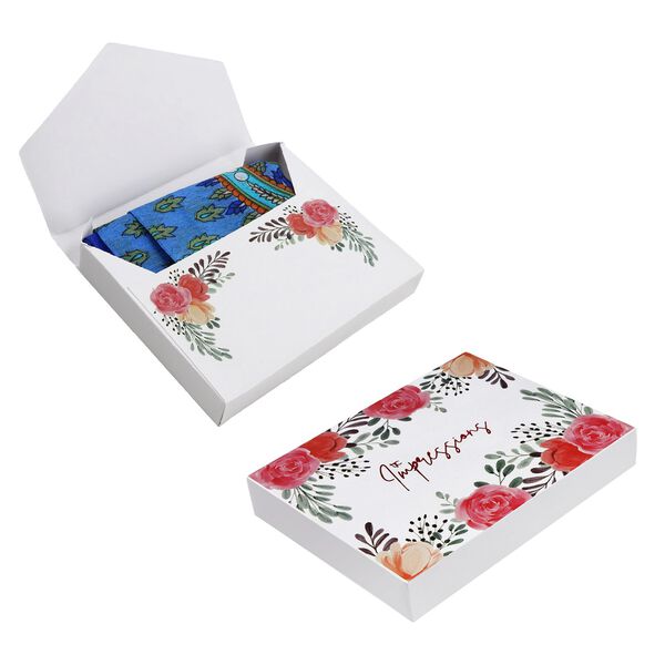 Natur-Seidenschal, Edelstein Schl&uuml;sselanh&auml;nger im Geschenkbox, 48x160 cm, Blau image number 7