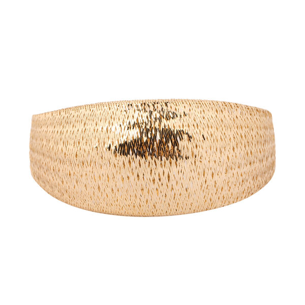 Italienischer gew&ouml;lbter Omega Armreif, ca. 18 cm mit 2.54 cm Verl&auml;ngerung, 375 Gelbgold