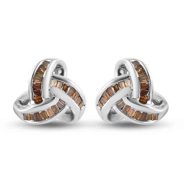 D'Joy rote Diamant Liebesknoten Ohrstecker, 925 Silber platiniert - 0,25 ct.