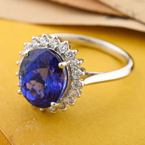 RHAPSODY zertifiziert und geprüft AAAA Tansanit und VS-EF Diamant Ring in 950 Platin - 4,50 ct. image number 1