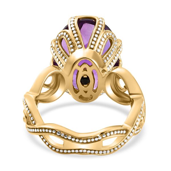 GP Art D&eacute;co Kollektion - Afrikanischer Amethyst und Kanchanaburi blauer Saphir-Ring in Silber image number 6