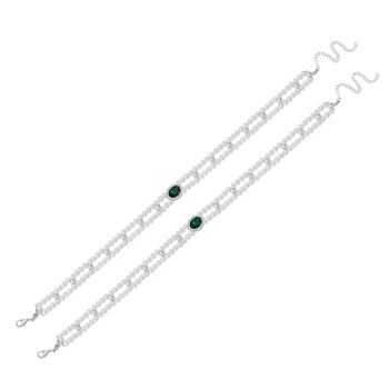 2er Set - Neongr&uuml;ne Kristall Halskette