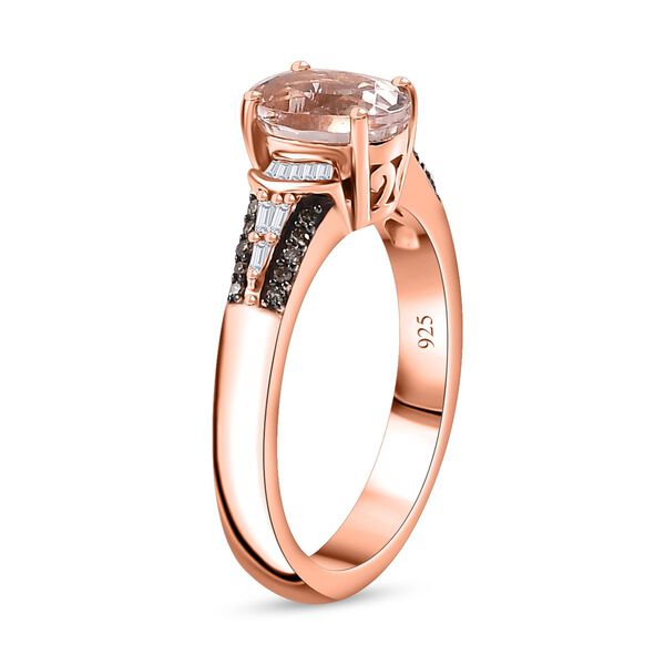AAA Maroppino Morganit, Wei&szlig;er Diamant Ring, 925 Silber 750 Ros&eacute;gold Vermeil (Gr&ouml;&szlig;e 20.00) ca. 1.31 ct image number 5