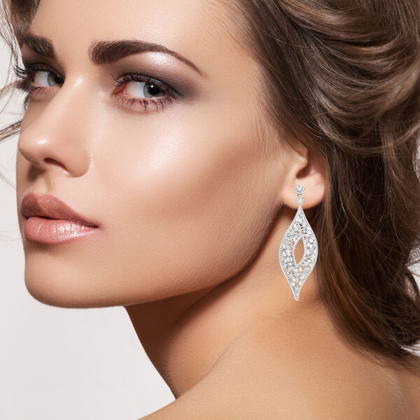 Weiße Diamant Ohrringe, 925 Silber platiniert, ca. 1.00 ct image number 3