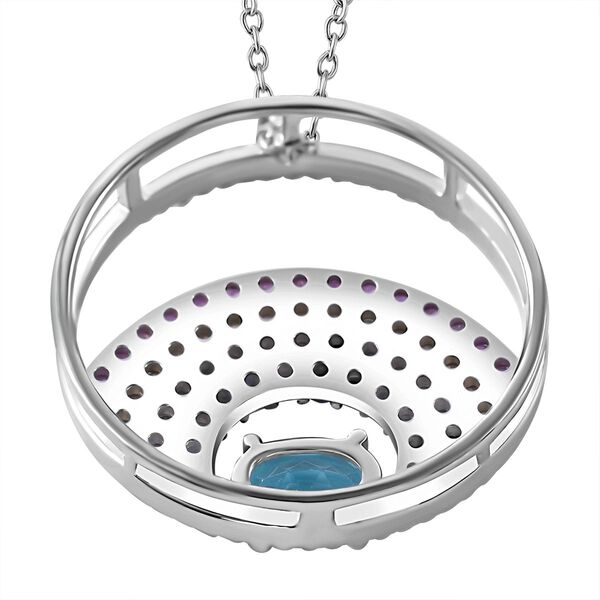 AA Himmelblauer Topas, Mehrfarbiger Saphir Anhänger mit Kette, 925 Silber rhodiniert ca. 2.09 ct image number 4