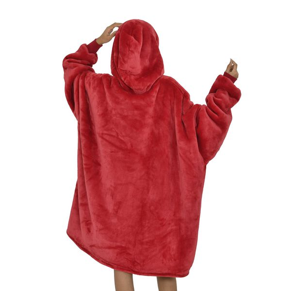 Flauschiger Flanell Hoodie mit gro&szlig;er Tasche, 194x98cm, rot image number 2