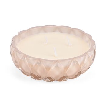 LIVMORE - Duftkerze Winterzauber-Design, 25 Std. Brenndauer, 150g, 4,5 ml &auml;therisches &Ouml;l, Rose und Bergamotte, Rosa-Beige