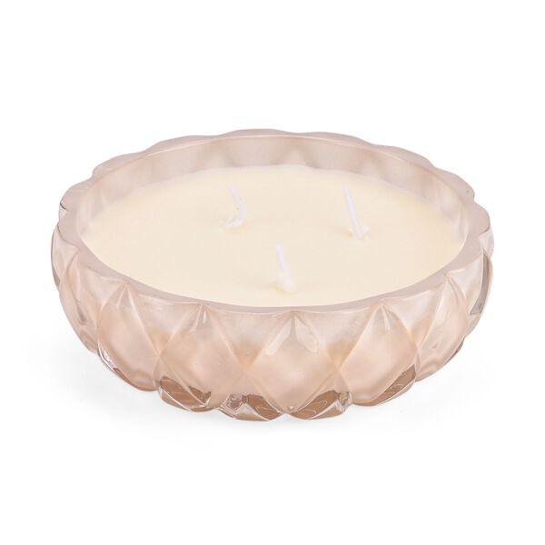 LIVMORE - Duftkerze Winterzauber-Design, 25 Std. Brenndauer, 150g, 4,5 ml ätherisches Öl, Rose und Bergamotte, Rosa-Beige image number 3