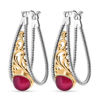 D'Joy Maulbeer Mondstein Ohrringe 925 Silber Rhodiniert und 750 Gelbgold Vermeil ca. 4.50 ct