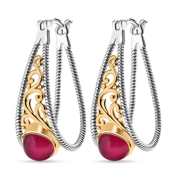 D'Joy Maulbeer Mondstein Ohrringe 925 Silber Rhodiniert und 750 Gelbgold Vermeil ca. 4.50 ct image number 4