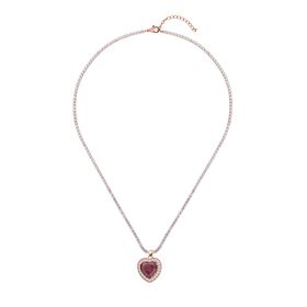 Granat Zirkonia Herz-Halskette 50 cm ca. 13,00 ct