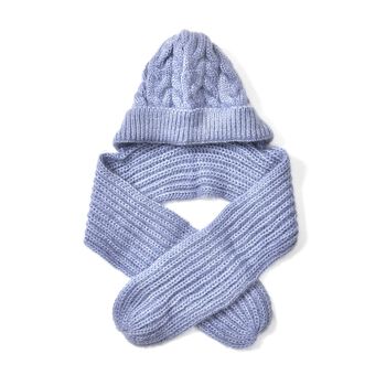 2 in 1: Gestrickte Schalm&uuml;tze, Hellblau