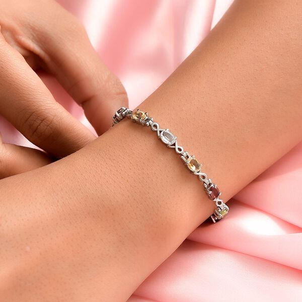 Mehfarbiges Edelstein Armband ca. 19 cm, Edelstahl, ca. 4.52 ct image number 3