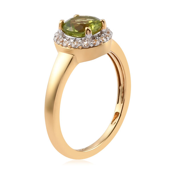 Peridot und Zirkon Ring 925 Silber vergoldet  ca. 1,20 ct image number 5