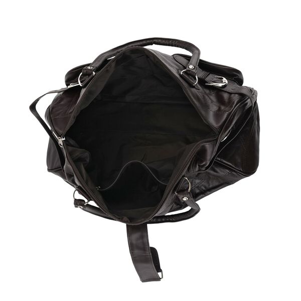 Patchwork Crossbody Tasche aus Schafleder mit mehreren Rei&szlig;verschlussf&auml;chern, 40&times;16,5&times;25,5 cm, Braun image number 5