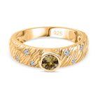 AA Natürlicher goldener Tansanit, Weißer Zirkon Ring, 925 Silber Gelbgold Vermeil, (Größe 18.00) ca. 0.52 ct