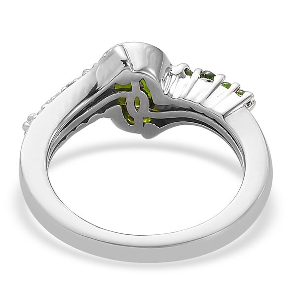 Natürlicher Chromdiopsid und ZirkonRing 925 Silber platiniert  ca. 1,18 ct image number 8