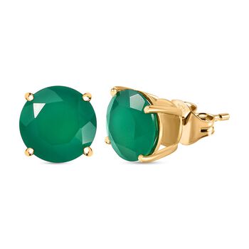 Verde Onyx Ohrringe 925 Silber Gelbgold Vermeil ca. 4.77 ct