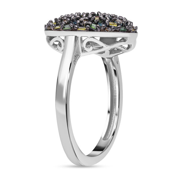 Mehrfarbiger Diamant-Ring, 925 Silber platiniert (Gr&ouml;&szlig;e 16.00) ca. 0.50 ct image number 4