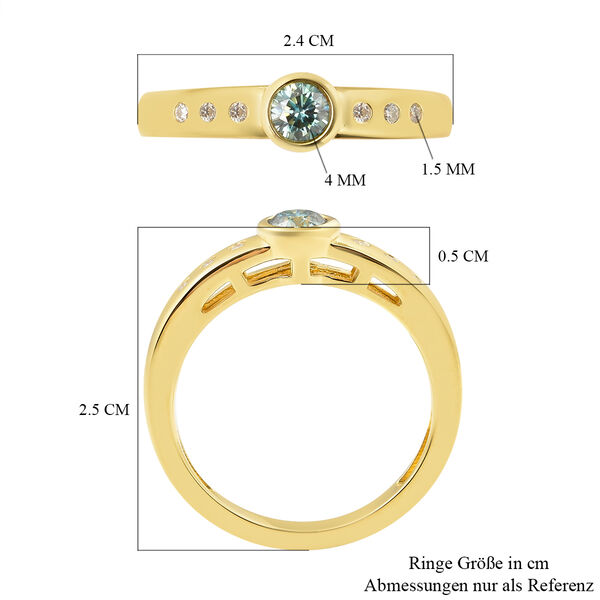 3er-Set Blauer und Wei&szlig;er Moissanit Ring, Ohrringe und Anh&auml;nger 925 Silber vergoldet ca. 1,16 ct image number 6