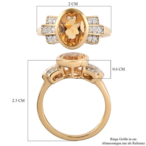 Citrin und Zirkon Ring 925 Silber vergoldet image number 7