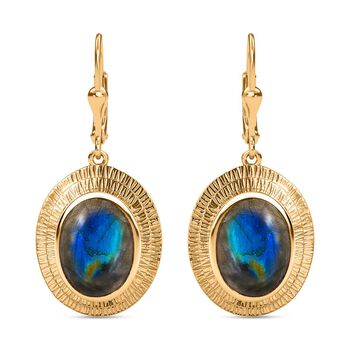 AAA Labradorit Ohrringe 925 Silber 750 Gelbgold Vermeil ca. 12.21 ct