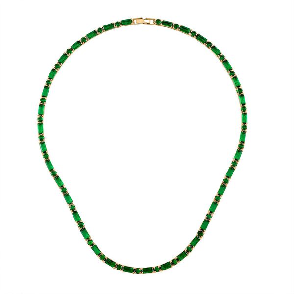Gr&uuml;ne Zirkonia Halskette, 50 cm image number 3