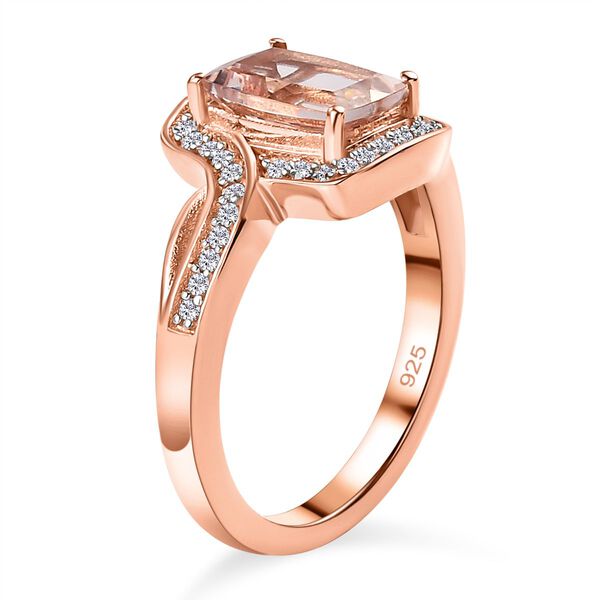 Morganit und wei&szlig;er Zirkon-Ring, 925 Silber Ros&eacute;gold Vermeil  ca. 1,58 ct image number 5