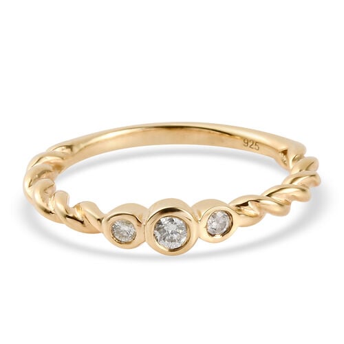 Diamant Ring 925 Silber vergoldet  ca. 0,10 ct image number 0