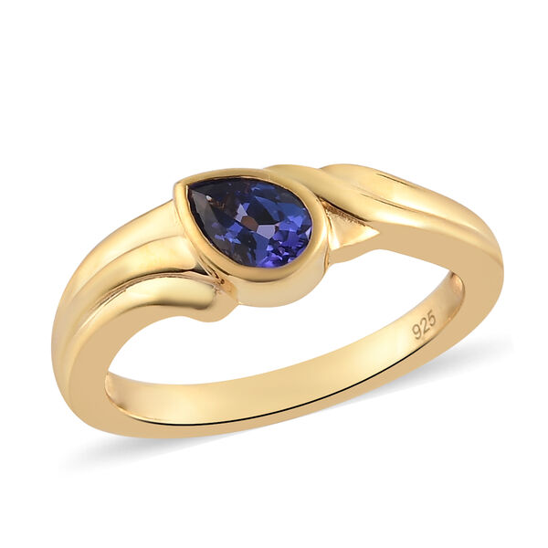 AAA Tansanit Ring 925 Silber vergoldet  ca. 0,45 ct image number 4