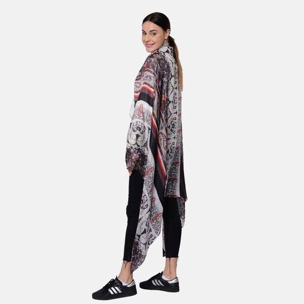 LA MAREY: Bedruckter Schal aus 100% Maulbeerseide, Gemustert, inkl. Geschenkbox, Schwarz&nbsp; image number 2