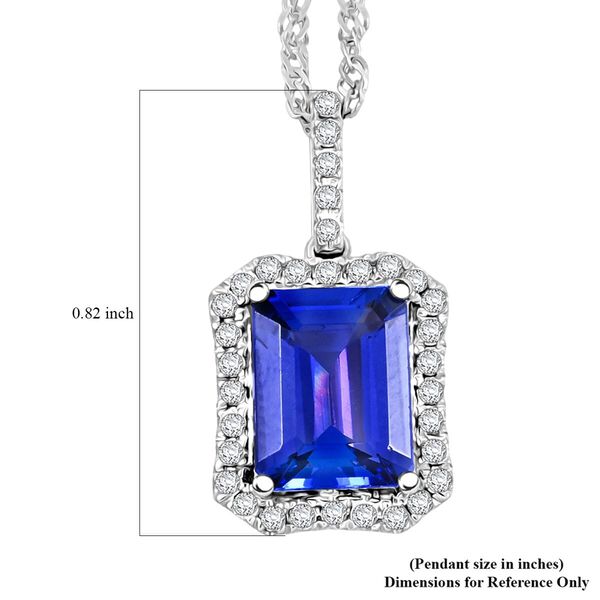 RHAPSODY zertifiziert und geprüft AAAA Tansanit und VS Diamant Anhänger mit Kette in 950 Platin - 3 ct. image number 6