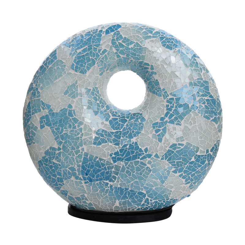 Mosaikglaslampe, Donut-Form, Blau-Weiß image number 0