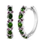 D’joy Natürlicher Chromdiopsid, Rhodolith Granat Ohrringe 925 Silber rhodiniert ca. 2,94 ct.