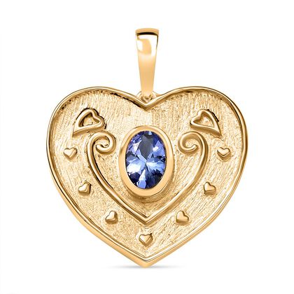 D joy Tansanit Anh&auml;nger 925 Silber 750 Gelb Vergoldet ca. 0.43 ct