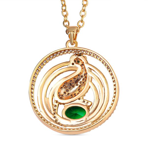 Wei&szlig;er Zirkonia, Neongr&uuml;ner Kristall Halskette ca. 50 cm Reines Messing ca. 0,50 ct. image number 4