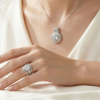 D'Joy Royal Bali Rundschliff Moissanit Ringe und Anh&auml;nger in 925 Silber