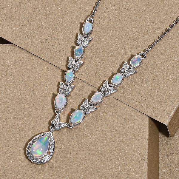 AA Nat&uuml;rliche, &auml;thiopische Welo Opal Halskette, ca. 45 cm, 925 Silber platiniert ca. 2.60 ct image number 3