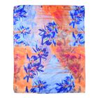 LA MAREY: Bedruckter Schal aus 100% Maulbeerseide, Blumenmuster, inkl. Geschenkbox, Blau und Orange  image number 4