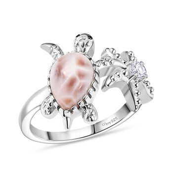 Djoy AA Natrolith, Wei&szlig;er Zirkon Ring 925 Silber rhodiniert (Gr&ouml;&szlig;e 16.00) ca. 2,44 ct