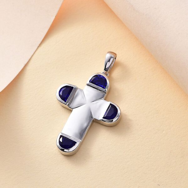 Tansanit-Farbe Quarz Kreuz Anhänger - 2,17 ct. image number 2