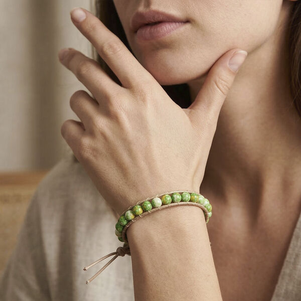 Flexibles gr&uuml;n-gelbes Regenblumen-Yuhua-Quarzit Armband - 35 ct. image number 3