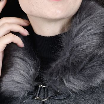 TAMSY - Kunstfell Cape, Einheitsgr&ouml;&szlig;e Dunkelgrau