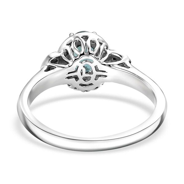 LUXORO zertifiziert und gepr&uuml;ft AAA Pirineu Lagoon Tourmalin und Diamant Ring in 585 Wei&szlig;gold - 1,10 ct. image number 5