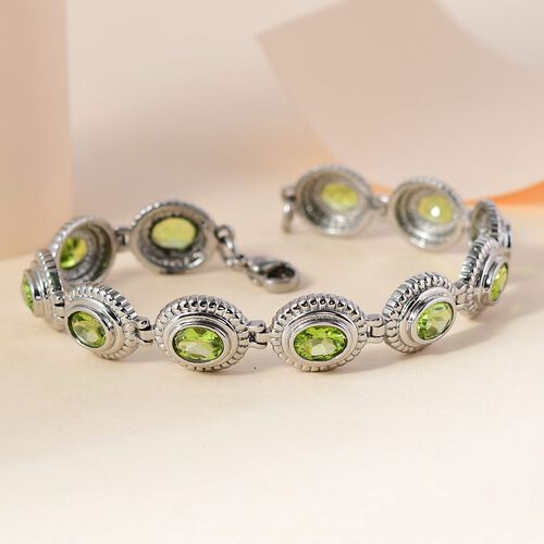 Natürliches Peridot Armband, ca. 20 cm, Edelstahl ca. 9.88 ct image number 1