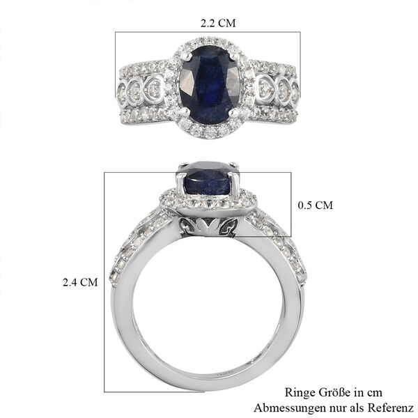 Masoala Saphir und Zirkon Ring, 925 Silber platiniert, 3,71 ct. image number 7