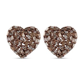 GP Heart Kollektion - Nat&uuml;rliche Champagner-Diamant und blaue Saphir-Cluster-Ohrstecker in Silber mit Ros&eacute;gold Vermeil - 0,50 ct.